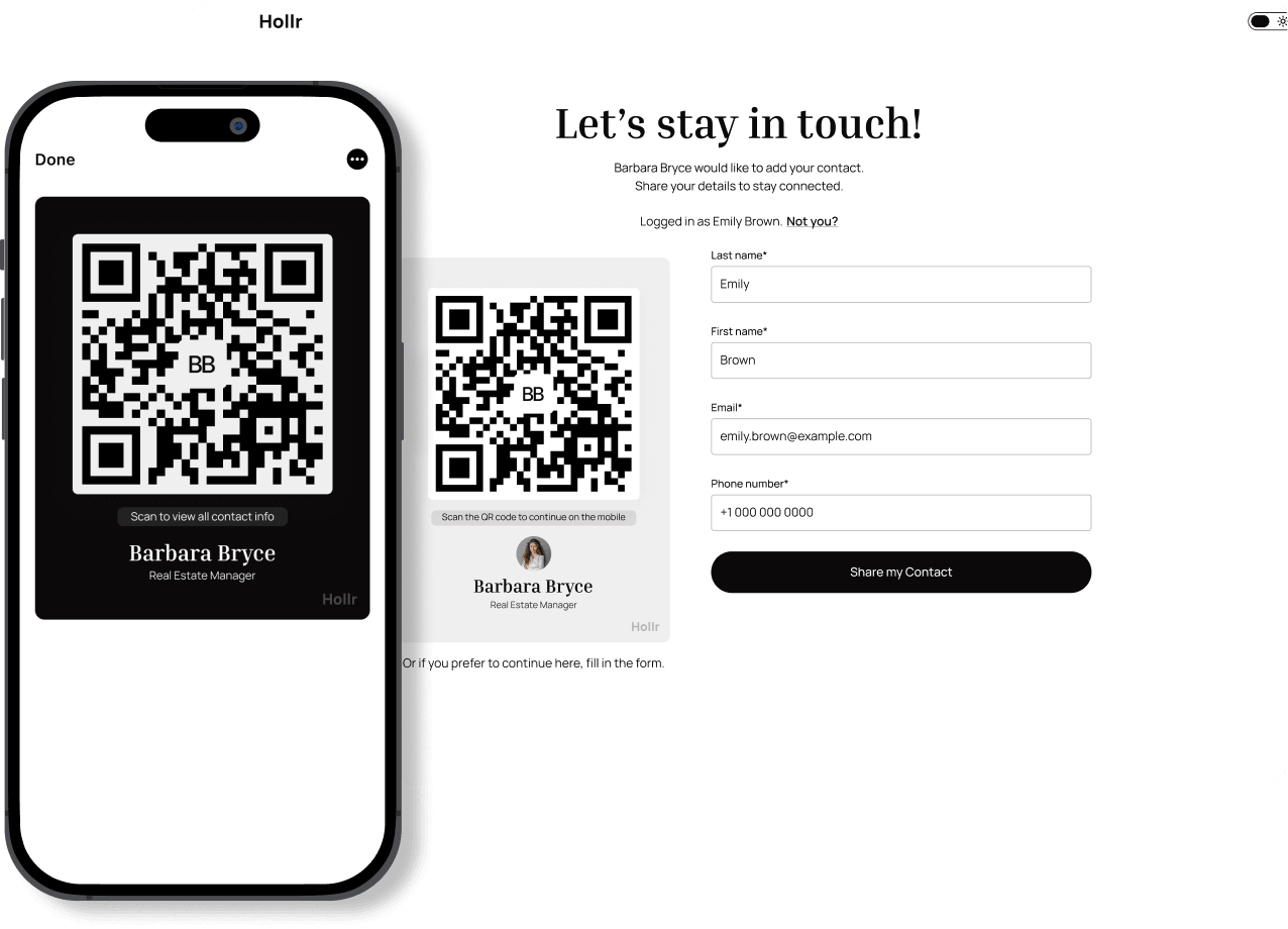 QR code share feature